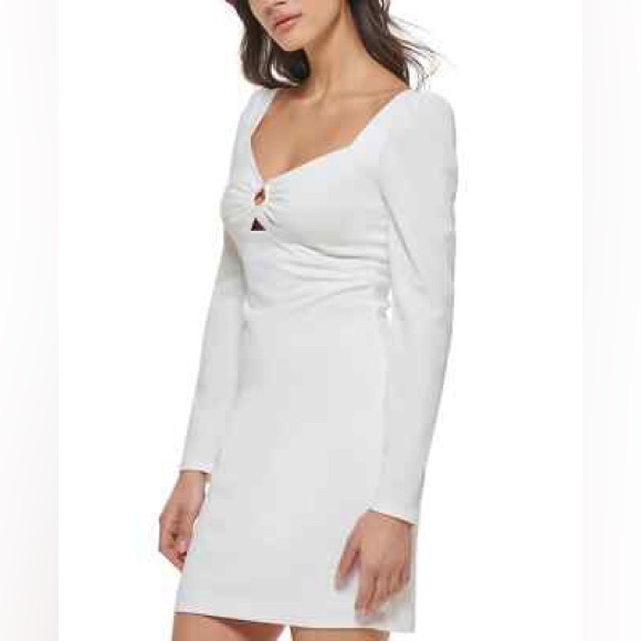 GUESS Women's White Long Sleeve O-Ring Bodycon Dress.   Size 0 - Picture 5 of 11